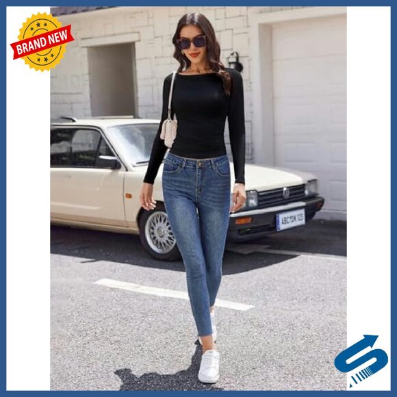 3-Pack Long Sleeve Thermal Tops, Boat Neck, Ruched Side, Soft Material - Picture 4 of 8